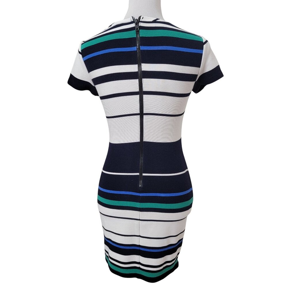LuLu's Size S White Blue Teal Striped Bodycon Mini Dress - Picture 4 of 11